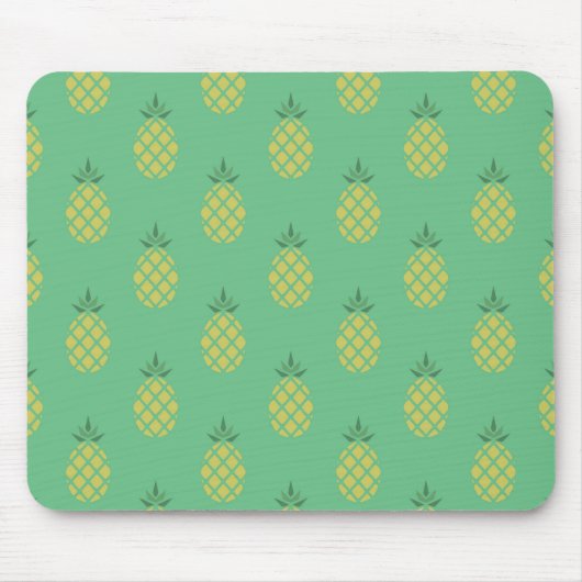 Geometrisches Ananasmuster auf Grün Mousepad (Vorne)