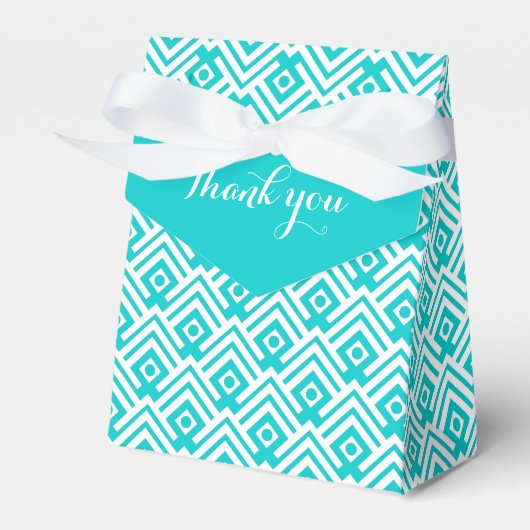 Geometrisches Aqua und Weiß dank Geschenkboxen Geschenkschachtel (Vorderseite)