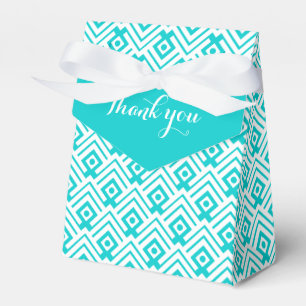 Geometrisches Aqua und Weiß dankt Ihnen Geschenkschachtel