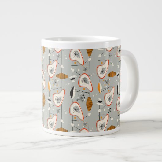 Geometrisches Aquamarin- und Blaumuster Jumbo-Tasse (Vorderseite Rechts)