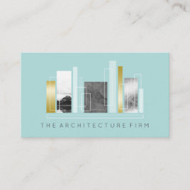 Geometrisches Aquamarine und Imitate Gold Visitenkarte