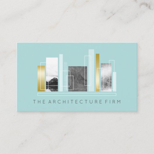 Geometrisches Aquamarine und Imitate Gold Visitenkarte (Vorderseite)