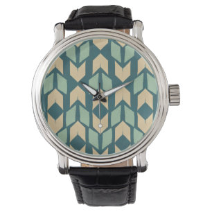 Geometrisches aquamarines Pfeil-Muster Geo Armbanduhr