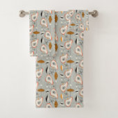 Geometrisches aquamarines u. blaues Muster Badhandtuch Set (Insitu)