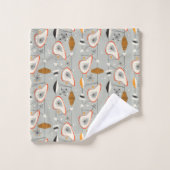 Geometrisches aquamarines u. blaues Muster Badhandtuch Set (Waschlappen)