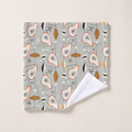 Geometrisches aquamarines u. blaues Muster Badhandtuch Set (Waschlappen)