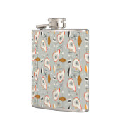 Geometrisches aquamarines u. blaues Muster Flachmann (Links)