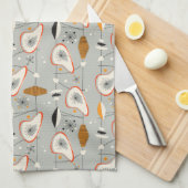 Geometrisches aquamarines u. blaues Muster Geschirrtuch (Viertel Falte)