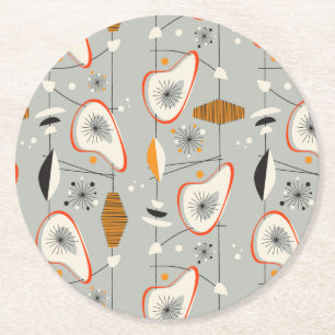 Geometrisches aquamarines u. blaues Muster Runder Pappuntersetzer