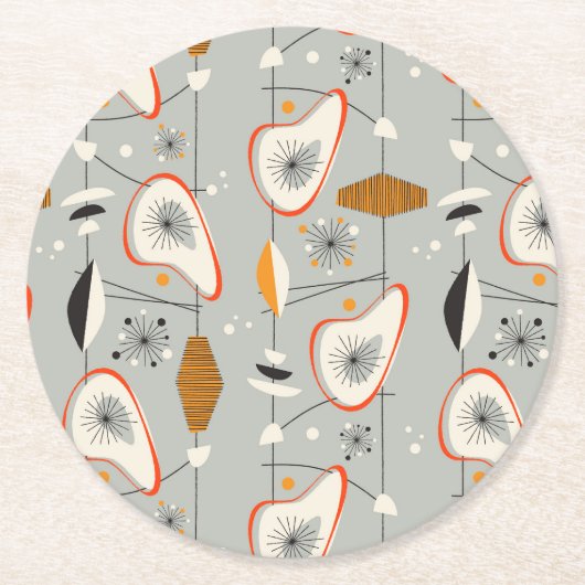 Geometrisches aquamarines u. blaues Muster Runder Pappuntersetzer (Vorderseite)