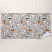 Geometrisches aquamarines u. blaues Muster Strandtuch (Vorderseite)