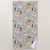 Geometrisches aquamarines u. blaues Muster Strandtuch (Vorderseite)