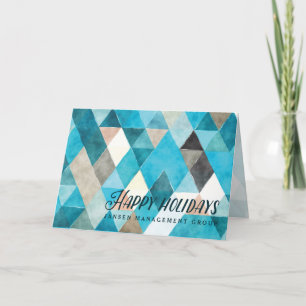 Geometrisches Aquarellblau im Corporate Style Feiertagskarte
