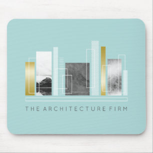 Geometrisches Architektur-Licht aquamarin u. Mousepad