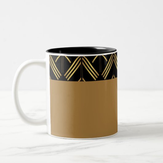 Geometrisches Arrow-Muster in Gold und Schwarz Zweifarbige Tasse (Links)