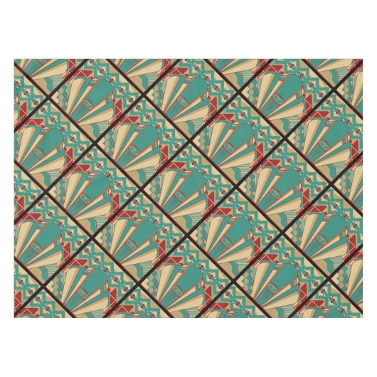 Geometrisches Art Deco Design Tischdecke (Vorderseite (Horizontal))