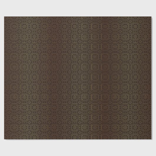 Geometrisches Art Deco Muster | Schwarzes Gold Geschenkpapier (Flach)