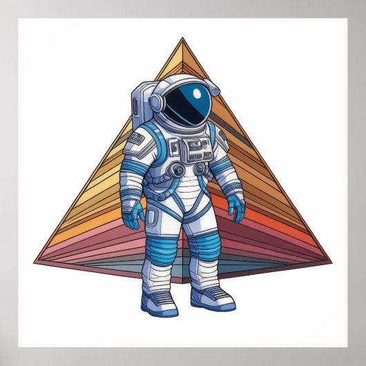 Geometrisches Astronautenabenteuer Poster (Vorne)
