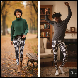 Geometrisches Augenmuster weiß und schwarz Leggings