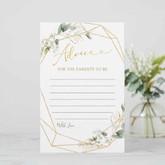 Geometrisches Baby aus Gold Greenery in Bloom Advi (Stehend Vorderseite)