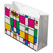 Geometrisches Bauhaus-Muster Große Geschenktüte (Vorderseite Schrägansicht)