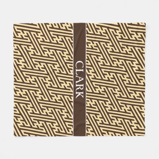 Geometrisches Beige Schwarzes Minimalmuster Fleecedecke (Vorderseite (Horizontal))