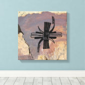 Geometrisches Bild, Mimbres Potterie-Design Leinwanddruck (Insitu (Holzboden))