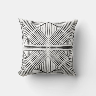 Geometrisches Bild schwarz-weiß Kissen