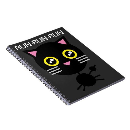 Geometrisches Black Cat-Notebook Notizblock (Rechte Seite)