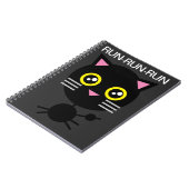 Geometrisches Black Cat-Notebook Notizblock (Linke Seite)