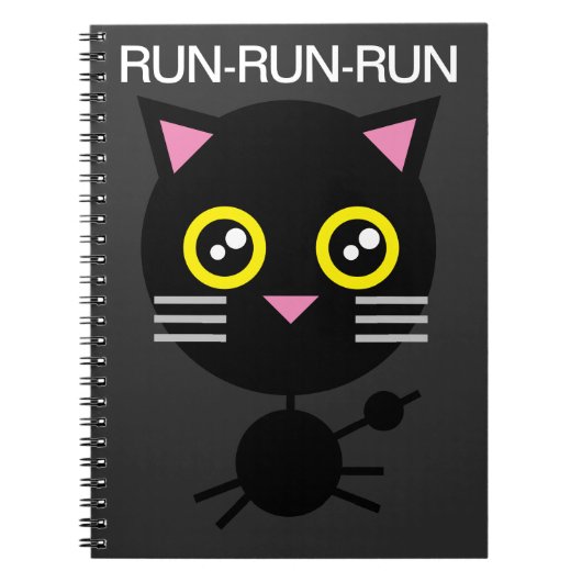 Geometrisches Black Cat-Notebook Notizblock (Vorderseite)