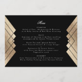 Geometrisches Black Gold Gatsby Wedding Menü Menükarte (Vorderseite)