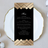 Geometrisches Black Gold Gatsby Wedding Menü Menükarte