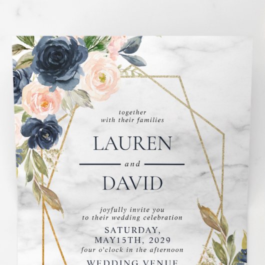 Geometrisches Bläschen Dreifach Gefaltete Einladung (Innen Erste Seite)