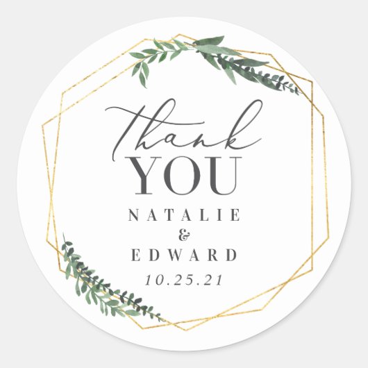 geometrisches Blattgold Runder Aufkleber (Vorderseite)