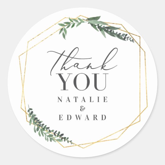 geometrisches Blattgold Runder Aufkleber (Vorderseite)