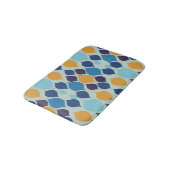 Geometrisches Blau des Mitteljahrs der 60er Jahre Badematte (Schrägansicht)