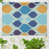 Geometrisches Blau des Mitteljahrs der 60er Jahre Geschirrtuch (Gefaltet)