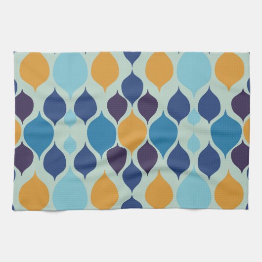 Geometrisches Blau des Mitteljahrs der 60er Jahre Geschirrtuch (Horizontal)