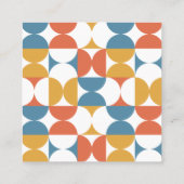 Geometrisches blau orangefarbenes MID CENTURURURY Quadratische Visitenkarte (Rückseite)