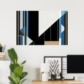 Geometrisches Blau und Gold Poster (Heimbüro)
