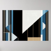 Geometrisches Blau und Gold Poster (Vorne)