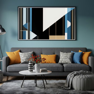 Geometrisches Blau und Gold Poster