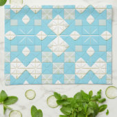 Geometrisches Blau- und Weißmuster Geschirrtuch (Gefaltet)