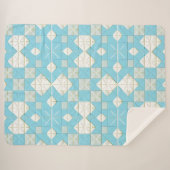 Geometrisches Blau- und Weißmuster Sherpadecke (Vorderseite (Horizontal))