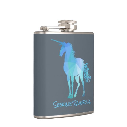 Geometrisches blaues Einhorn Flachmann (Rechts)