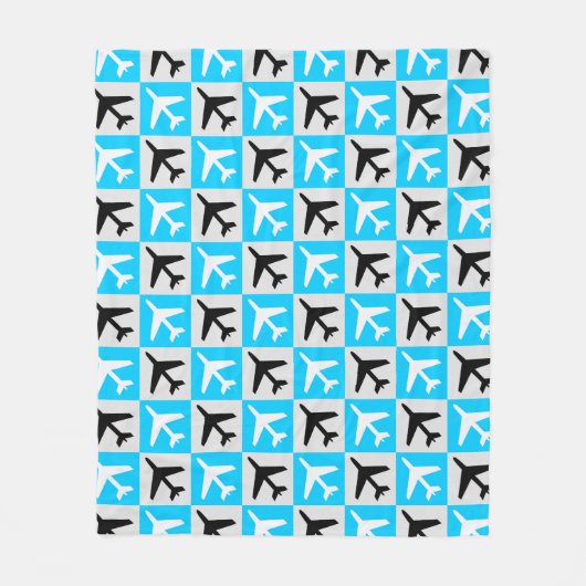 Geometrisches, blaues Flugzeug Fleecedecke (Vorderseite)