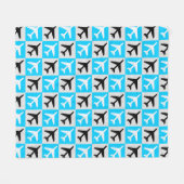 Geometrisches, blaues Flugzeug Fleecedecke (Vorderseite (Horizontal))