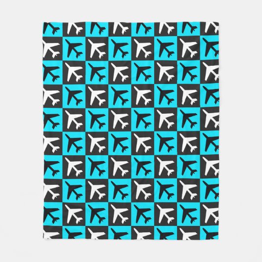 Geometrisches, blaues Flugzeug Fleecedecke (Vorderseite)