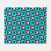 Geometrisches, blaues Flugzeug Fleecedecke (Vorderseite (Horizontal))